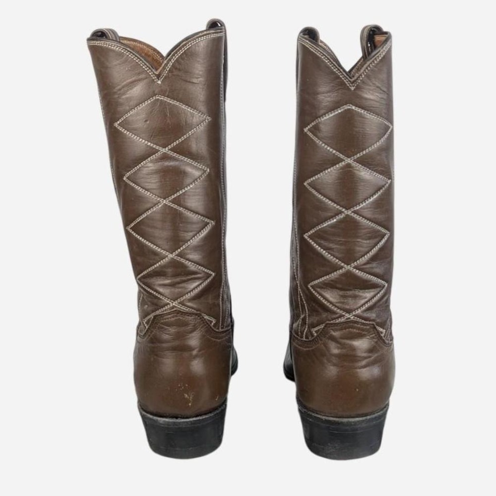 Vintage Justin Boots L4050 Brown Leather Lizard Toe Western Boots Size 8 - Picture 6 of 9